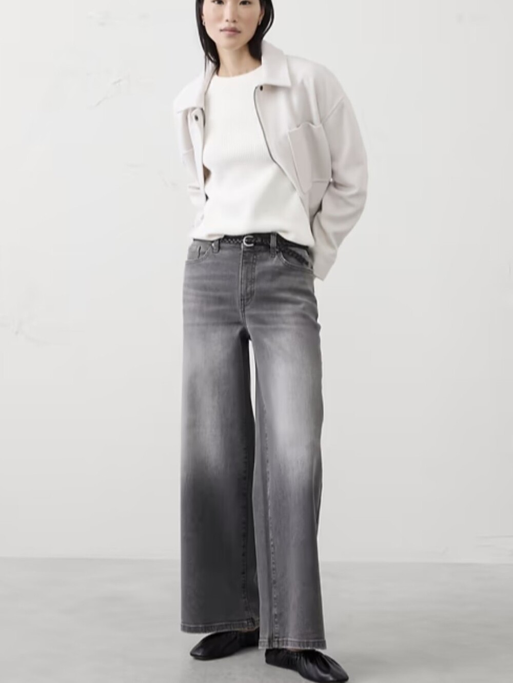 Banana Republic Wide Leg Gray Women's Jeans - High Rise  Sz 29/8 P NWT